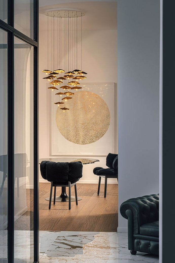 Catellani & Smith Gold Moon Chandelier Suspension Lamp